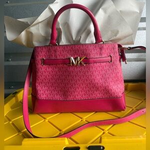 Michael Kors Fuchsia Satchel with Gold Accents